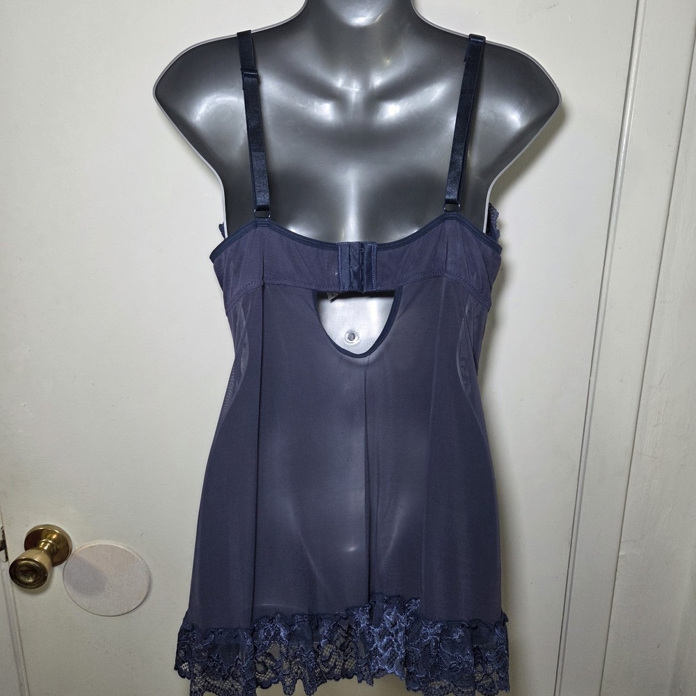 Blue Lace Mesh Babydoll Chemise Slip‎ Dress Women 1x 2x Coquette Romantic Fairy - Picture 3 of 8